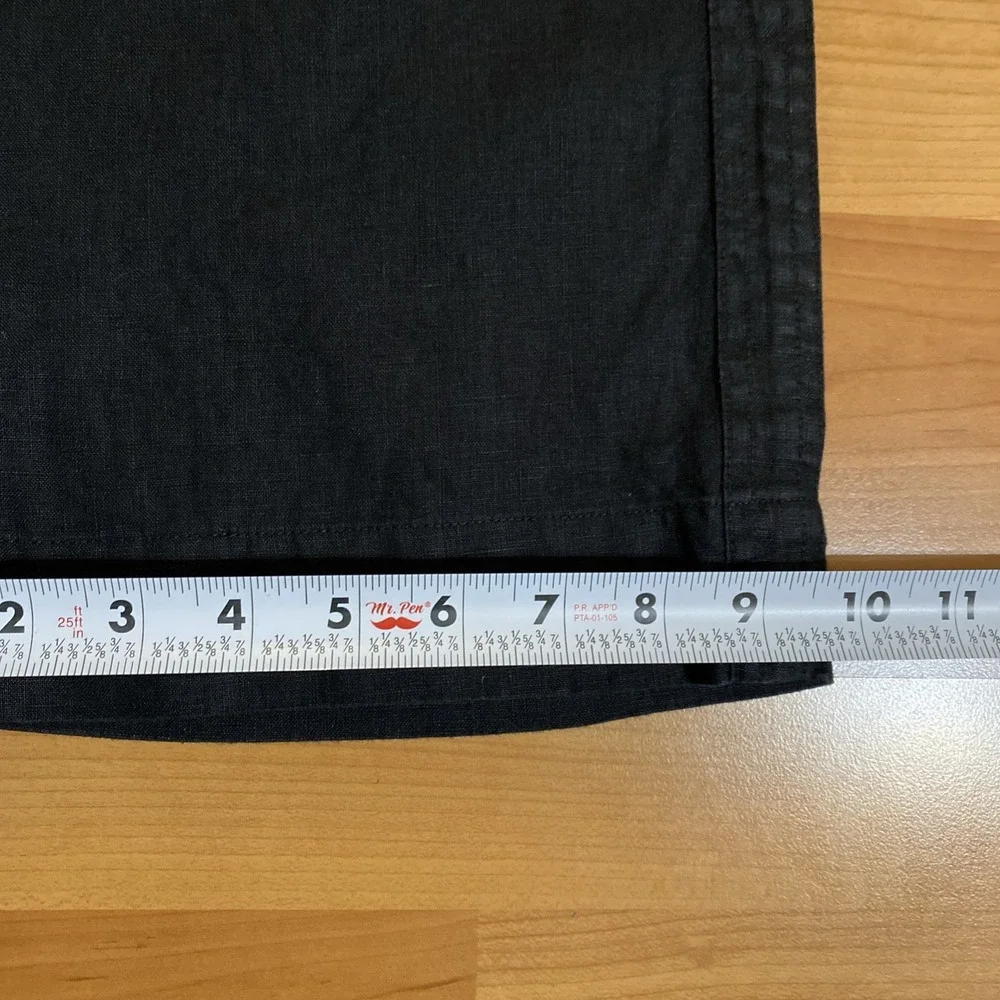 Quince Womens Black Linen Pull On Wide‎ Leg Crop Pant Travel Minimalist- Size S